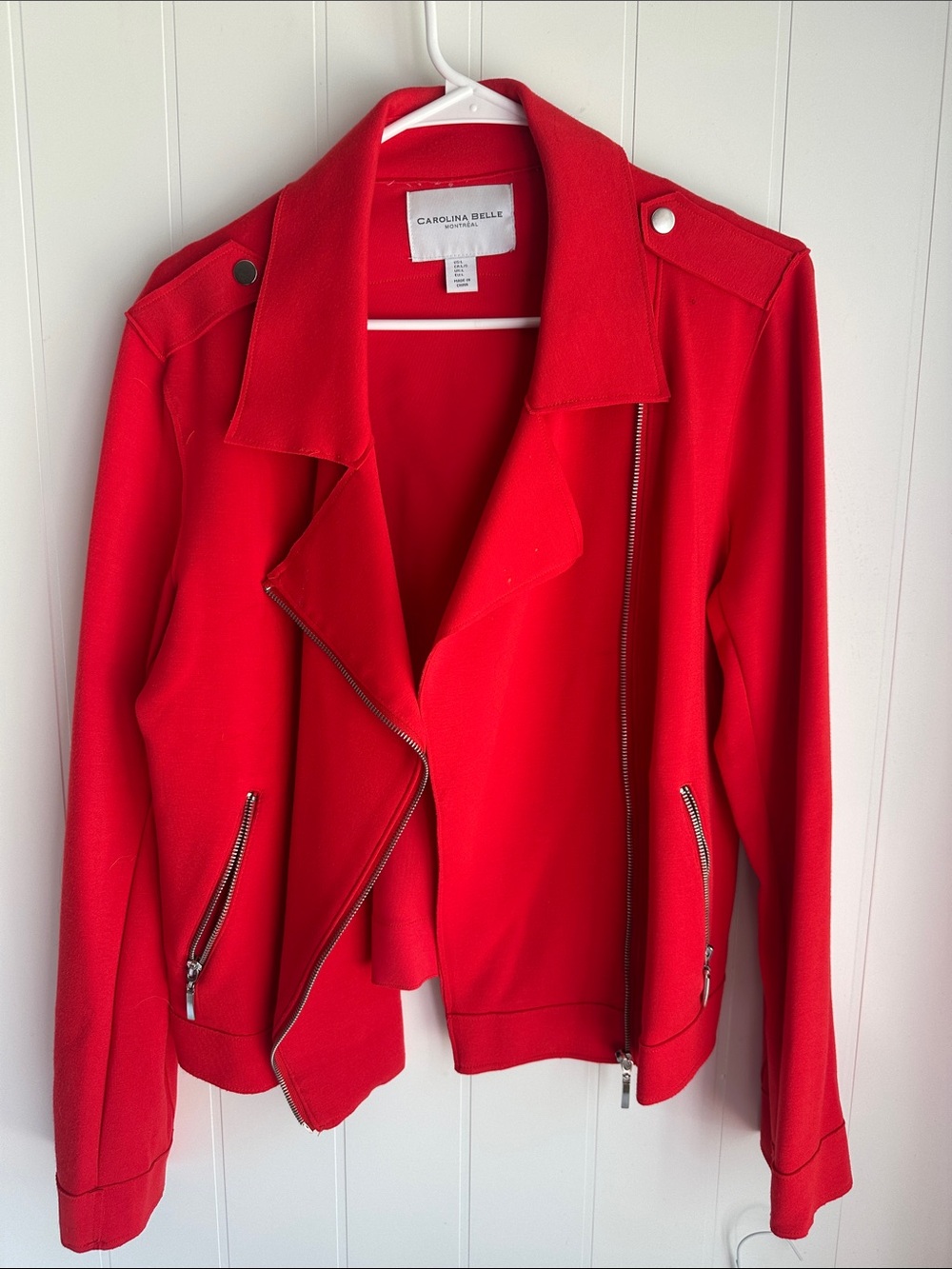 Carolina Belle Bright Red Asymmetrical Zip Jacket
